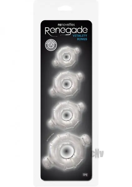 Anal NS Novelties Renegade Vitality Rings Clear 4 Pack
