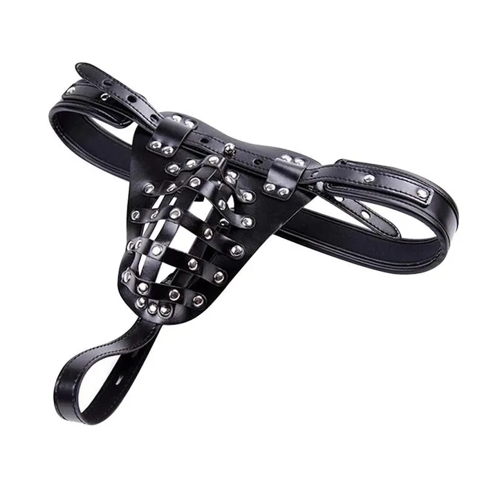 Male Sex Toys House of Dasein Chastity Toys Locking Male Leather Chastity Device Cock Cage Scrotum Ball Harness Belt