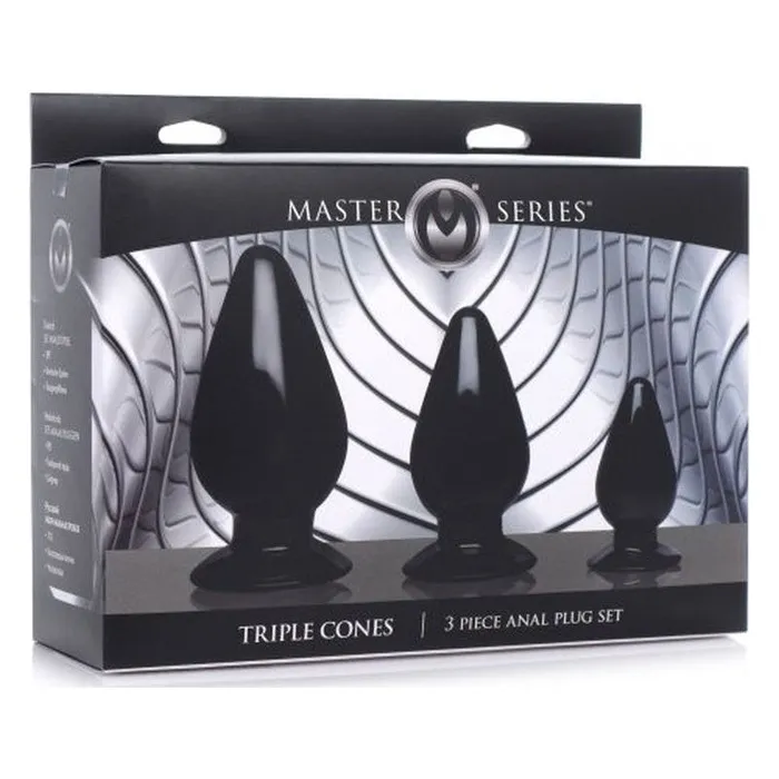 Anal Master Series Triple Cones Butt Plugs 3 Piece Set Master Series Black