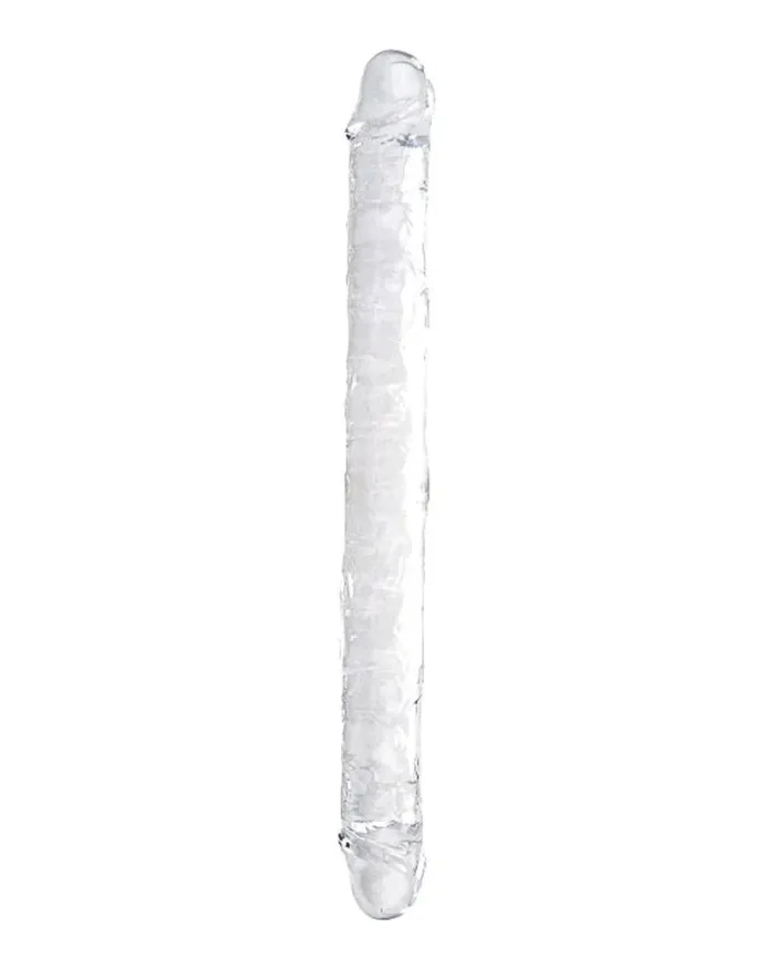 Dildos Loving Joy Loving Joy Crystal Jelly Double Ended Dildo 15 Clear Transparent TPE for Ultimate Pleasure