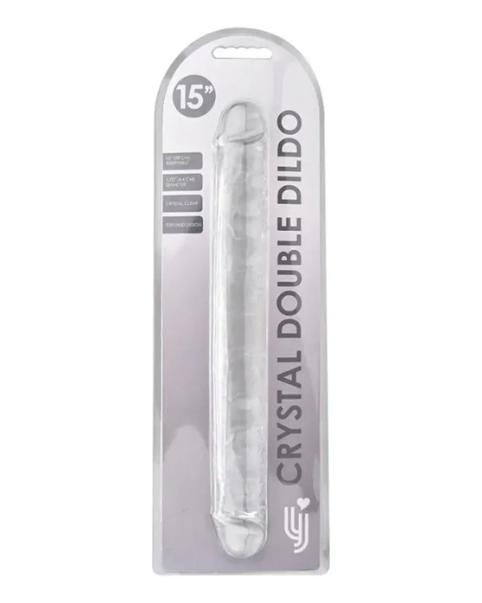Dildos Loving Joy Loving Joy Crystal Jelly Double Ended Dildo 15 Clear Transparent TPE for Ultimate Pleasure