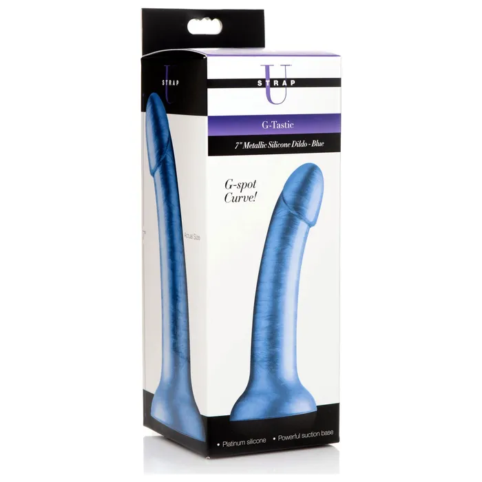 GTastic 7 Inch Metallic Silicone Dildo Blue XR Brands Strap U Anal GTastic 7 Inch Metallic Silicone Dildo Blue XR Brands Strap U Anal